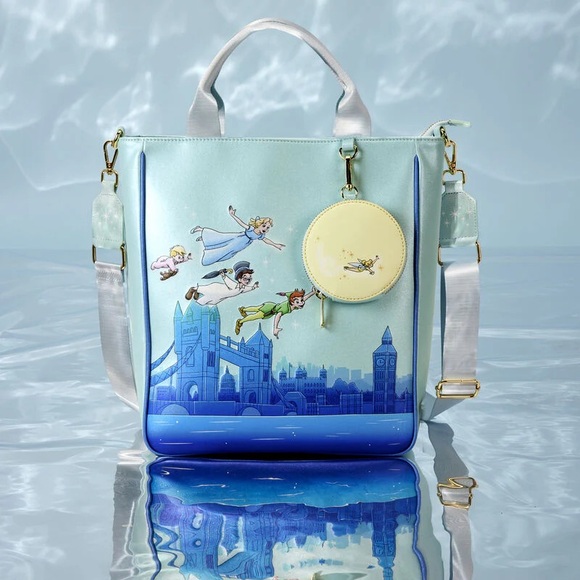 Loungefly Peter Pan You Can Fly Glow Tote Bag With Coin Bag NWT - Picture 1 of 6